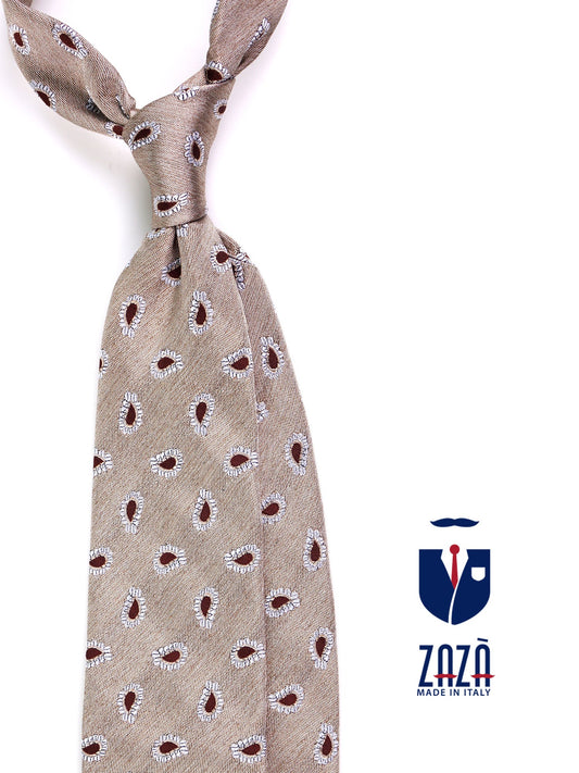 TRENT 3-fold tie beige silk\cotton