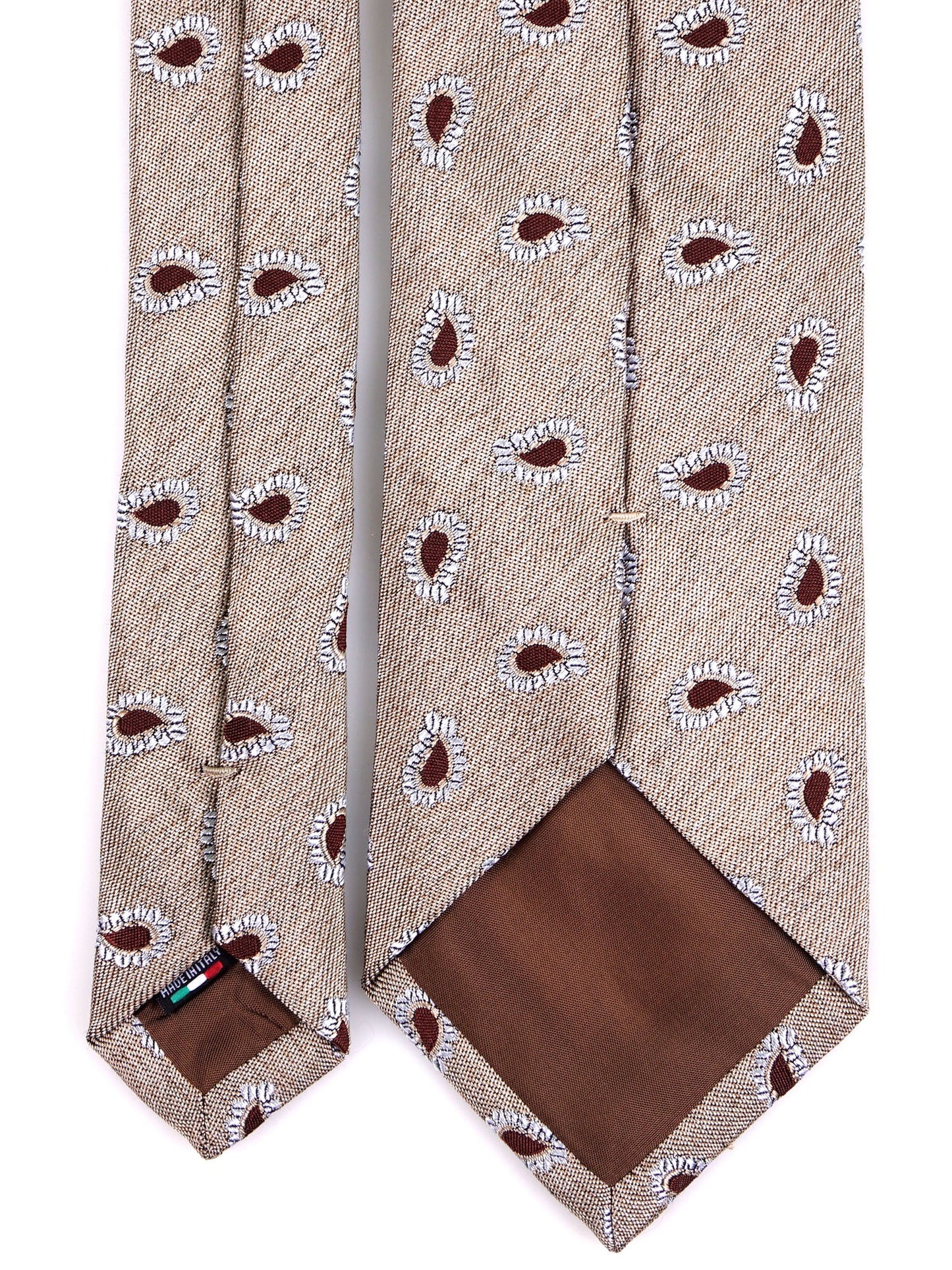 TRENT 3-fold tie beige silk\cotton