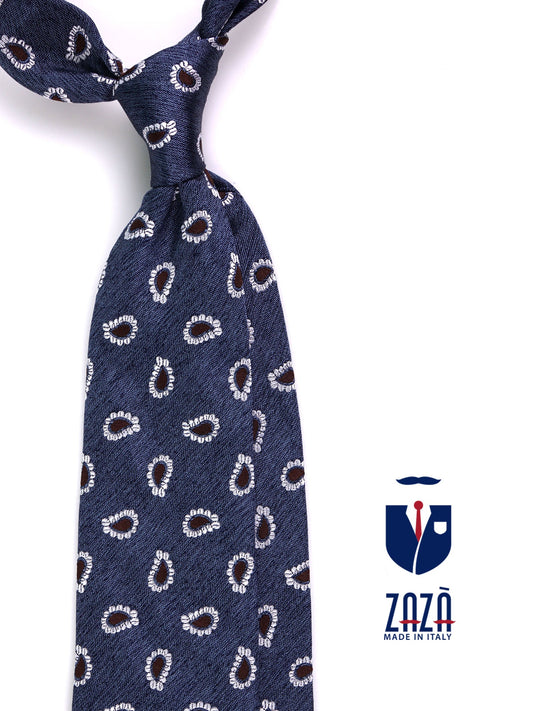 3-fold tie TRENT silk\cotton blue