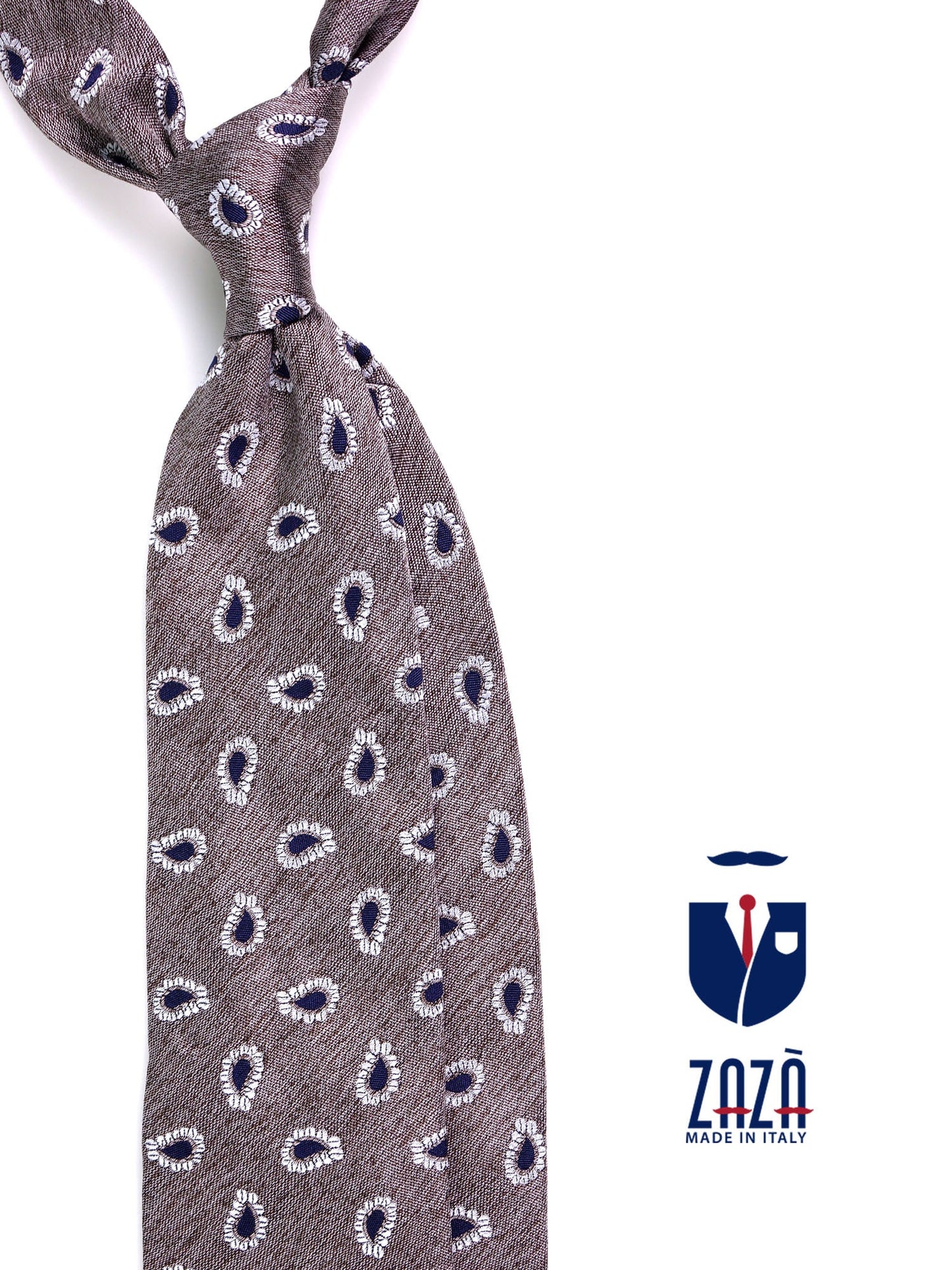 3-fold TRENT silk\cotton tie brown