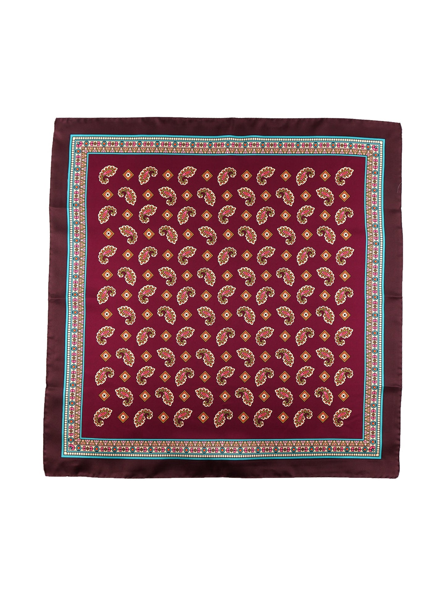 TRON burgundy printed silk foulard