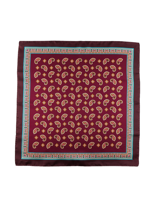TRON burgundy printed silk foulard