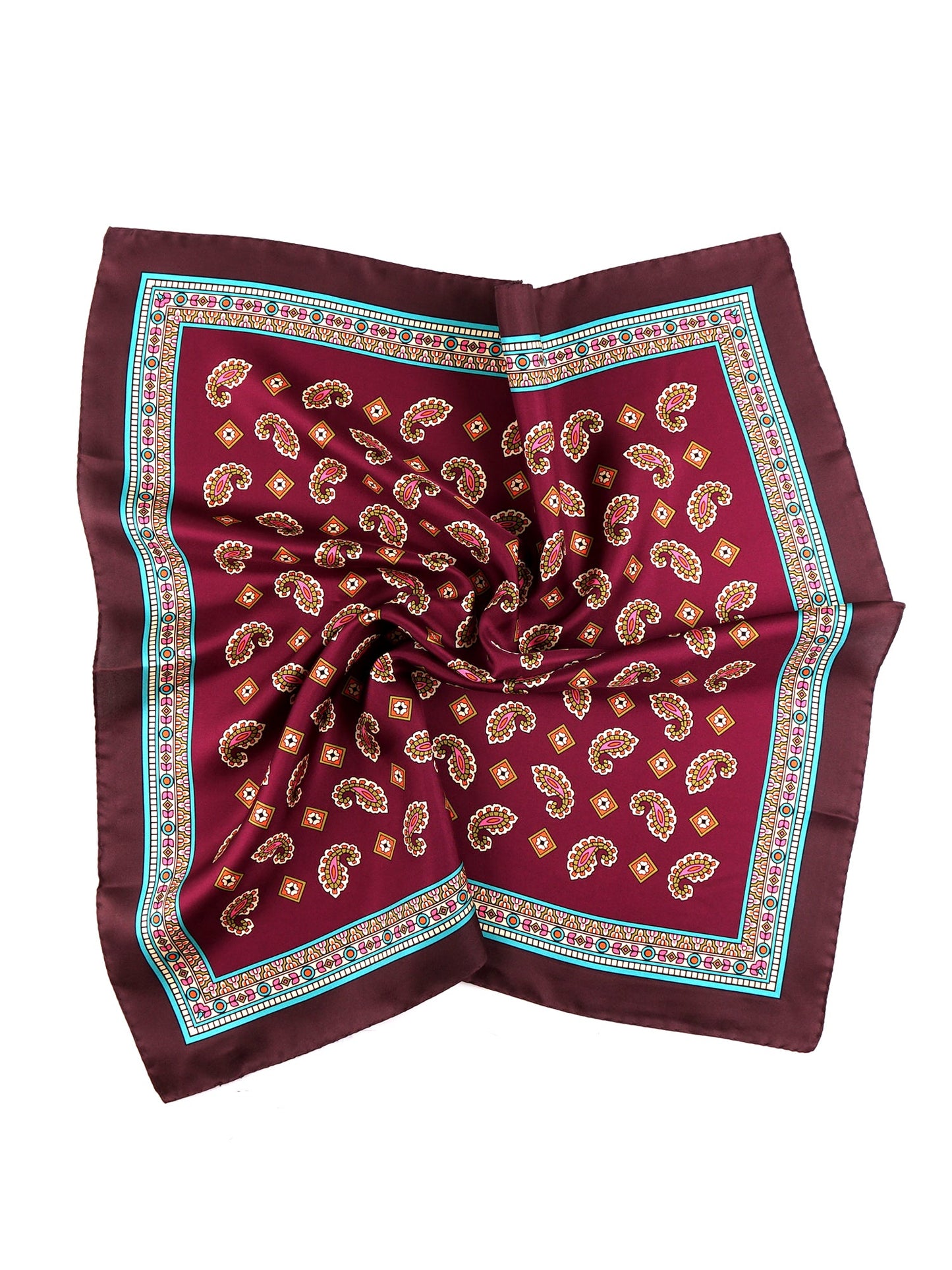 TRON burgundy printed silk foulard