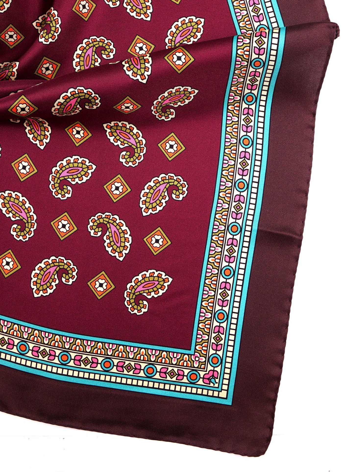 TRON burgundy printed silk foulard