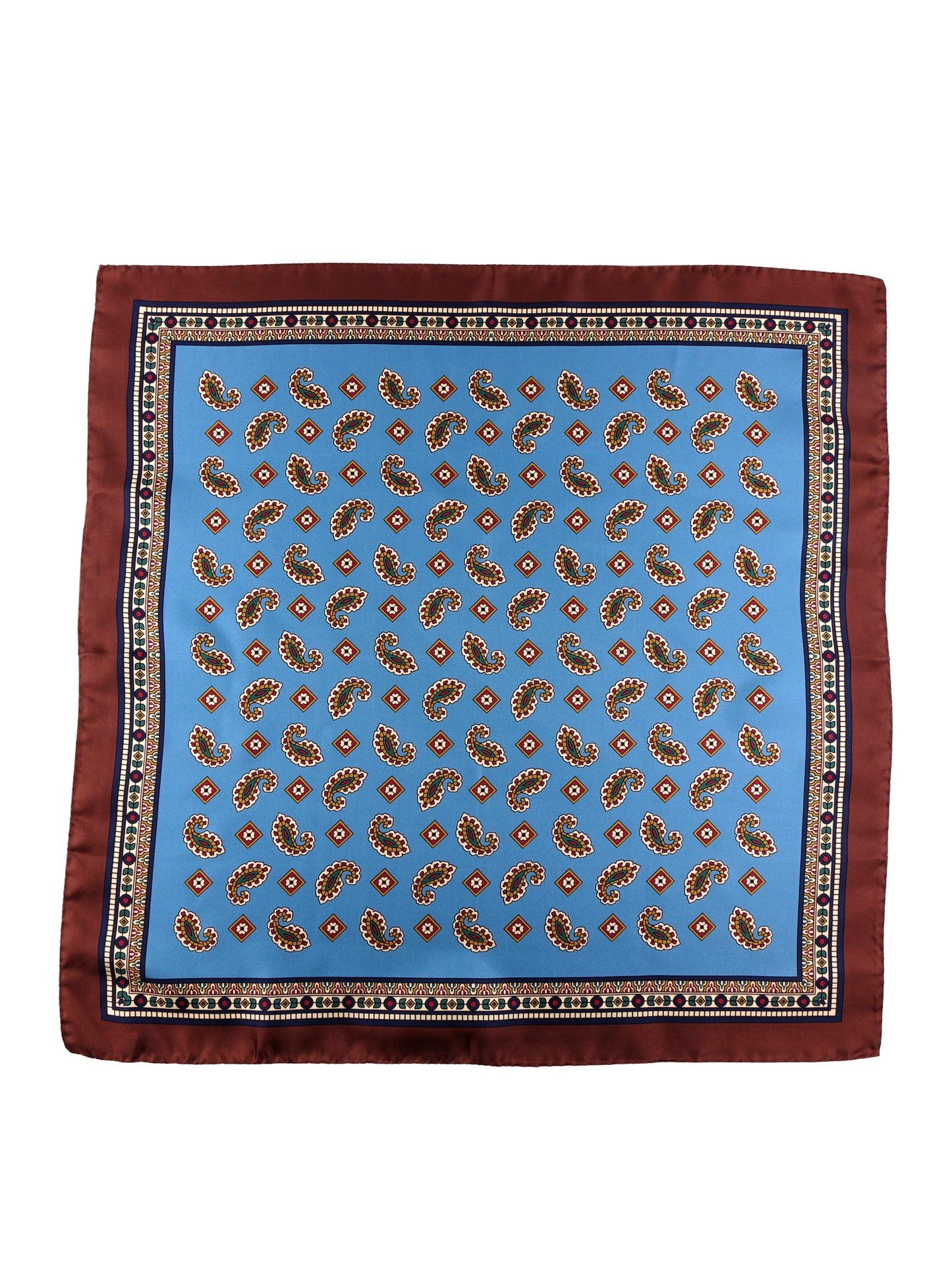 TRON light blue printed silk foulard