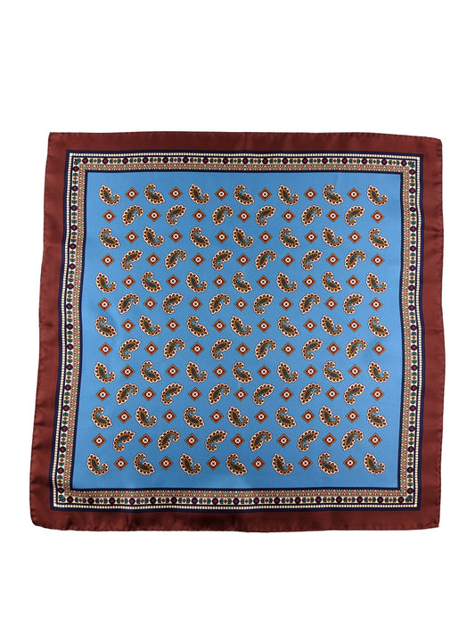 TRON light blue printed silk foulard