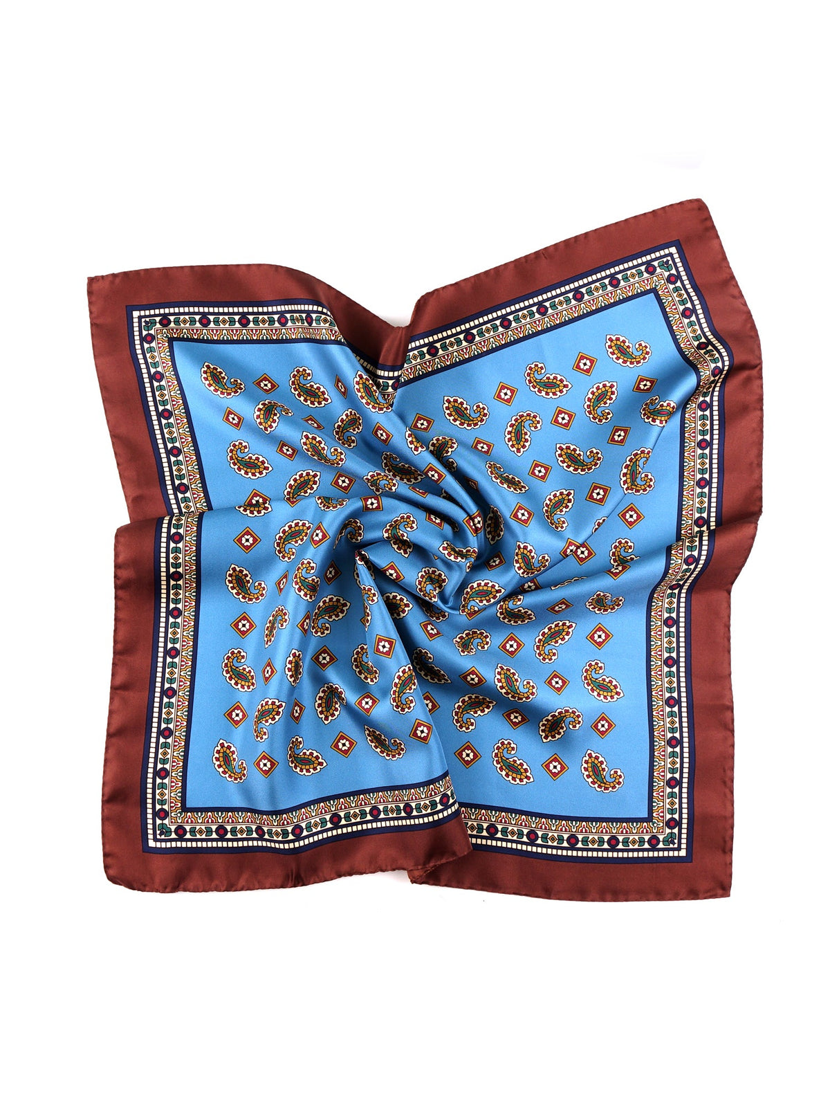 TRON light blue printed silk foulard