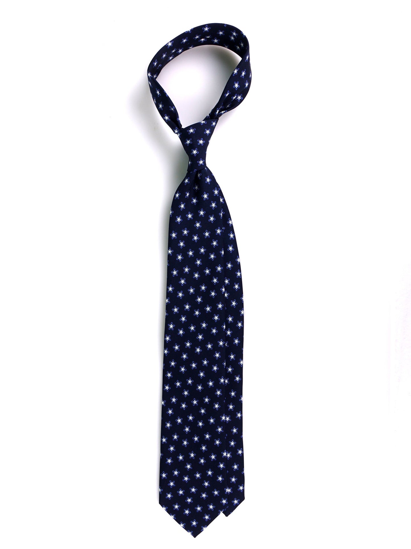 Dark blue 3-fold tie TWINORIS English printed silk