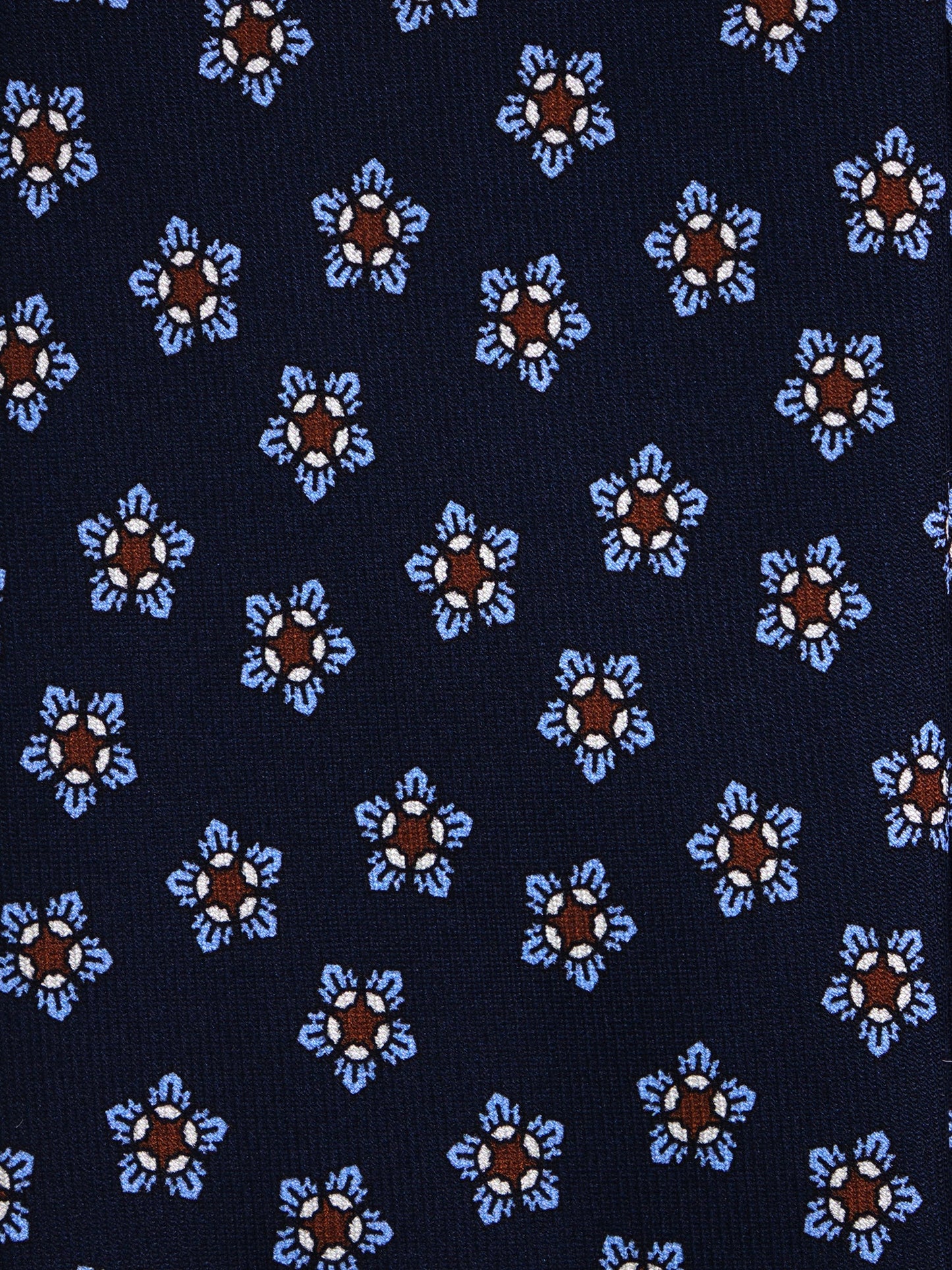 TWINORIS 3-fold tie dark blue English printed silk