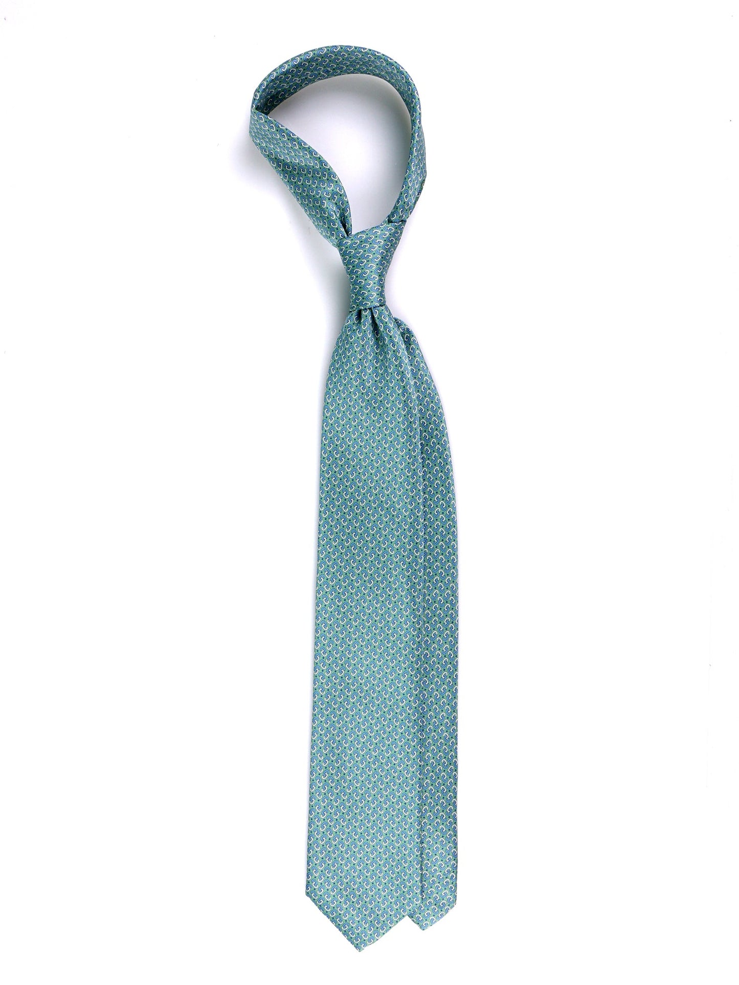 UNION 3-fold tie in green printed silk