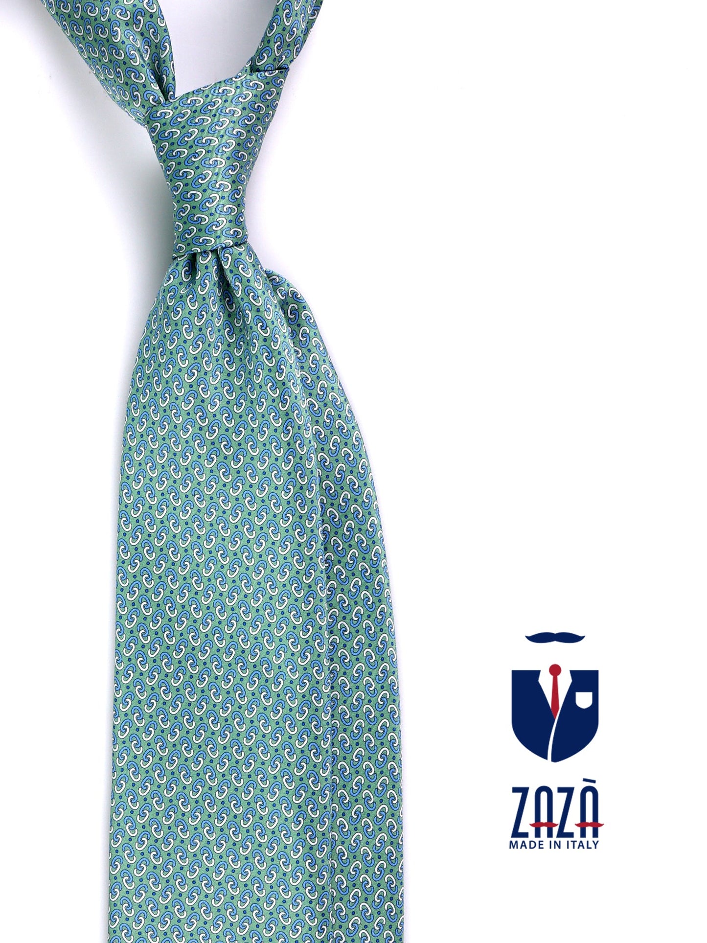 UNION 3-fold tie in green printed silk