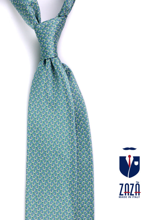 UNION 3-fold tie in green printed silk