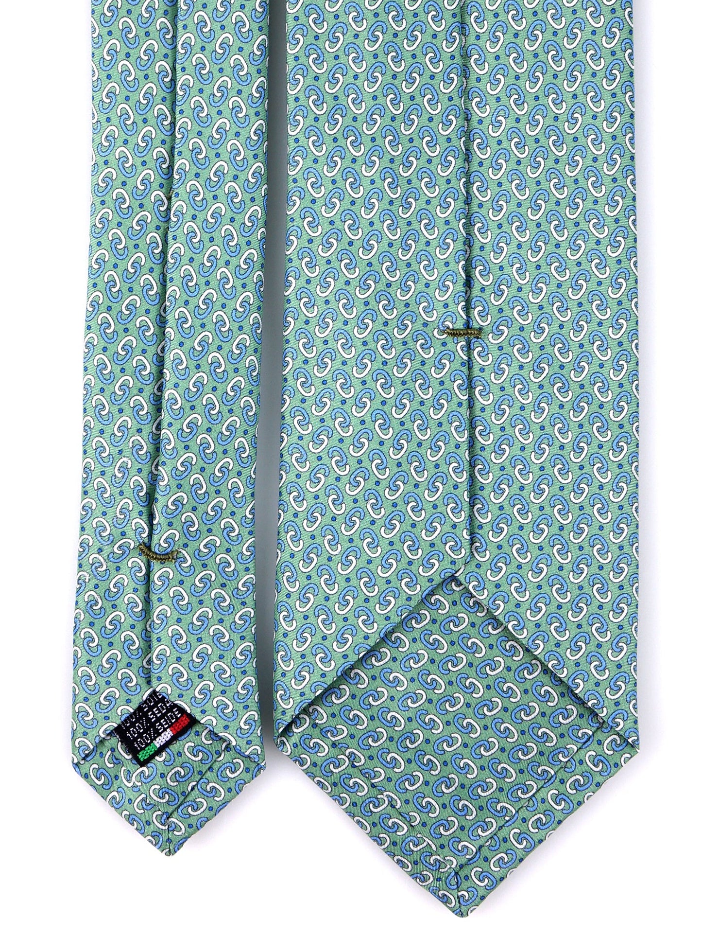 UNION 3-fold tie in green printed silk