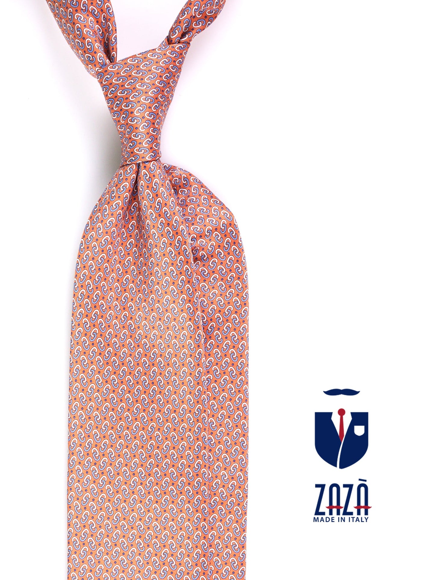 UNION 3-fold tie in orange printed silk