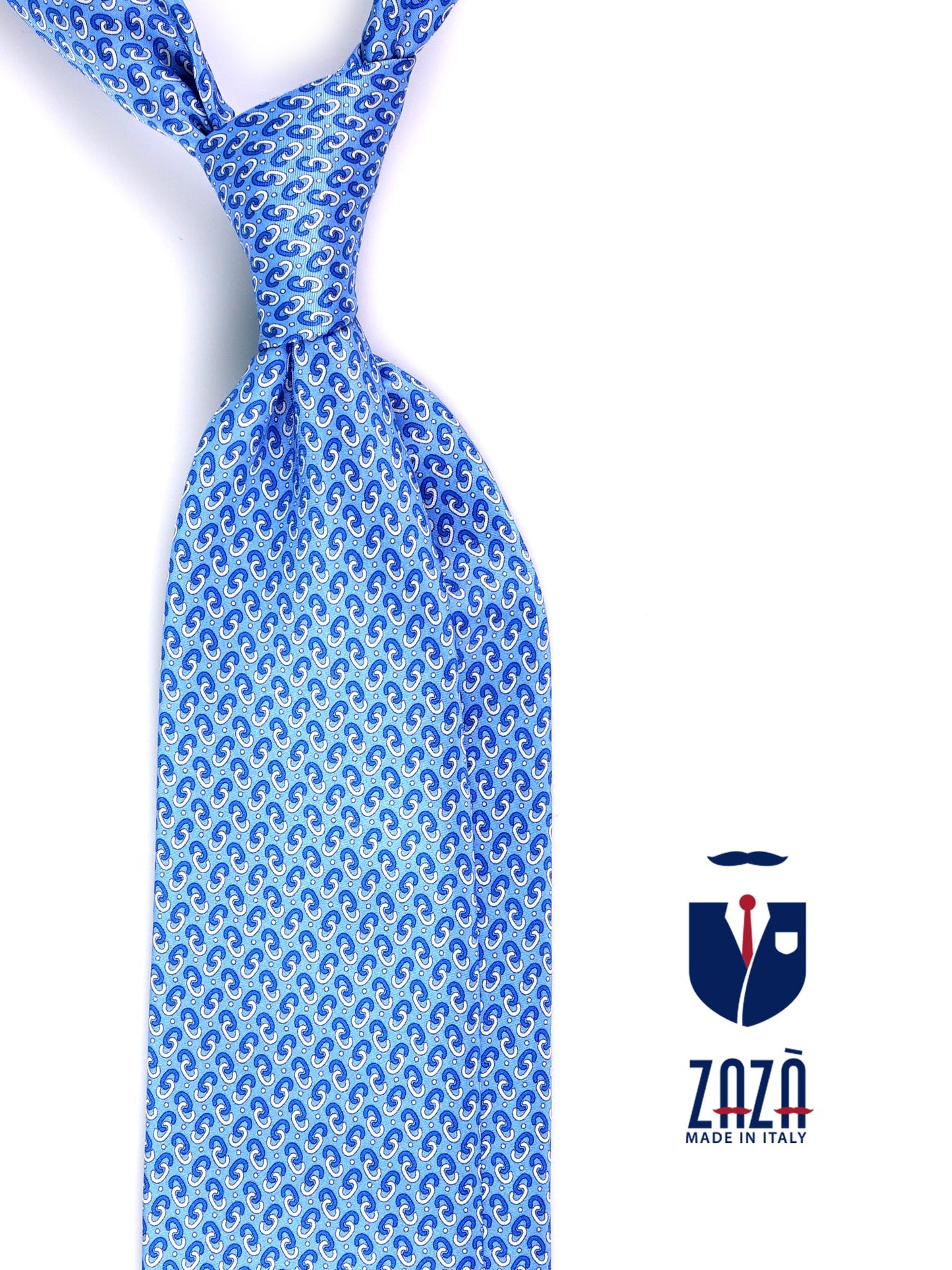 UNION 3-fold tie in light blue printed silk