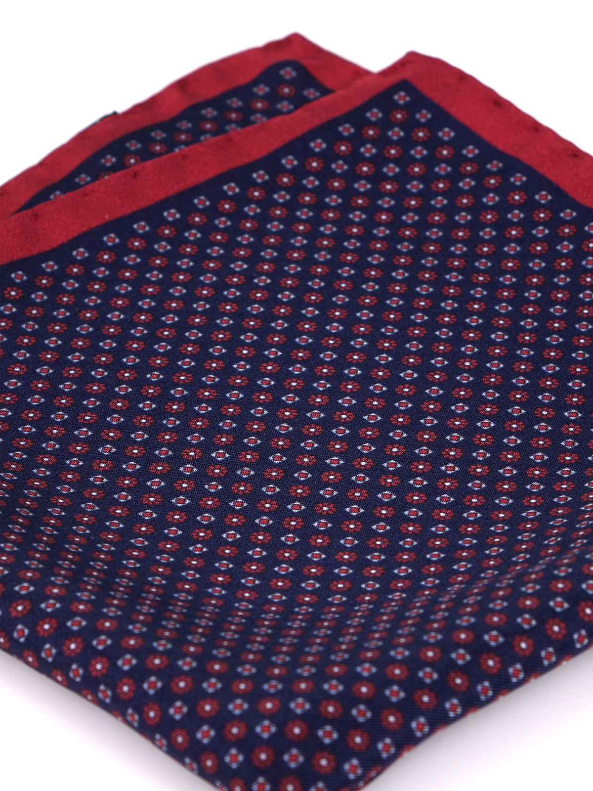 VALERY blue printed silk pocket square