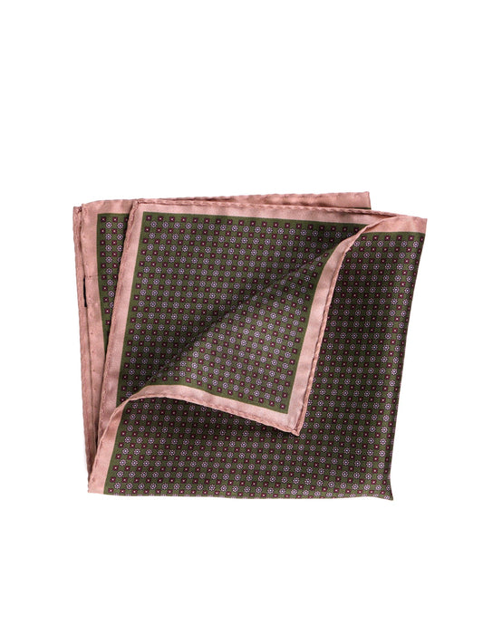 VALERY Green Printed Silk Pocket Square
