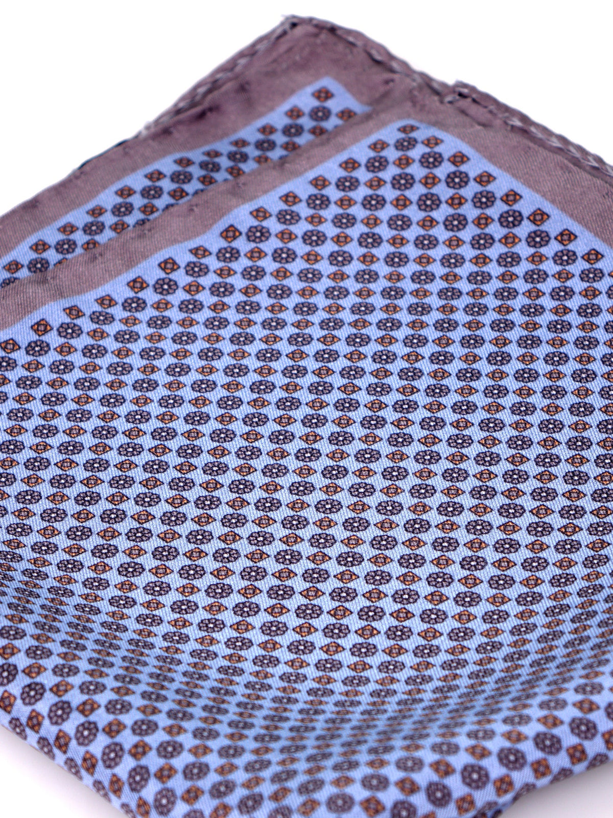 Light blue printed silk pocket square VALERY