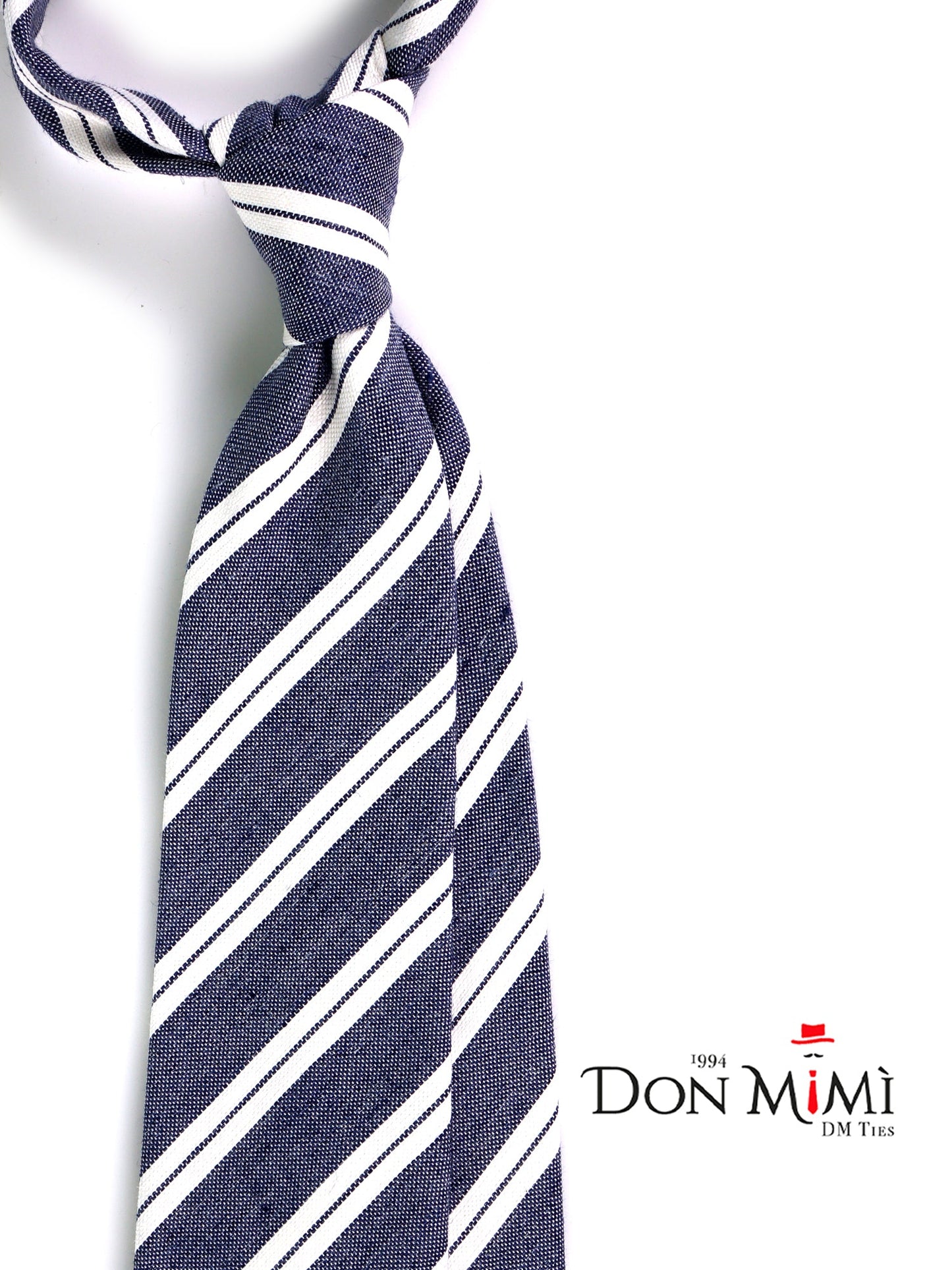 VELA blue 3-fold bourette silk tie