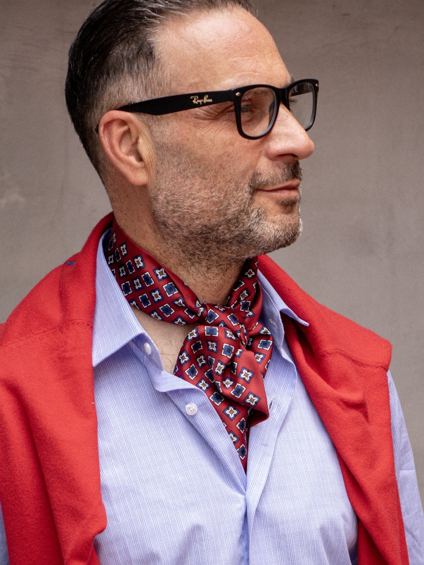 Printed Silk Twilly Scarf VICKY Red