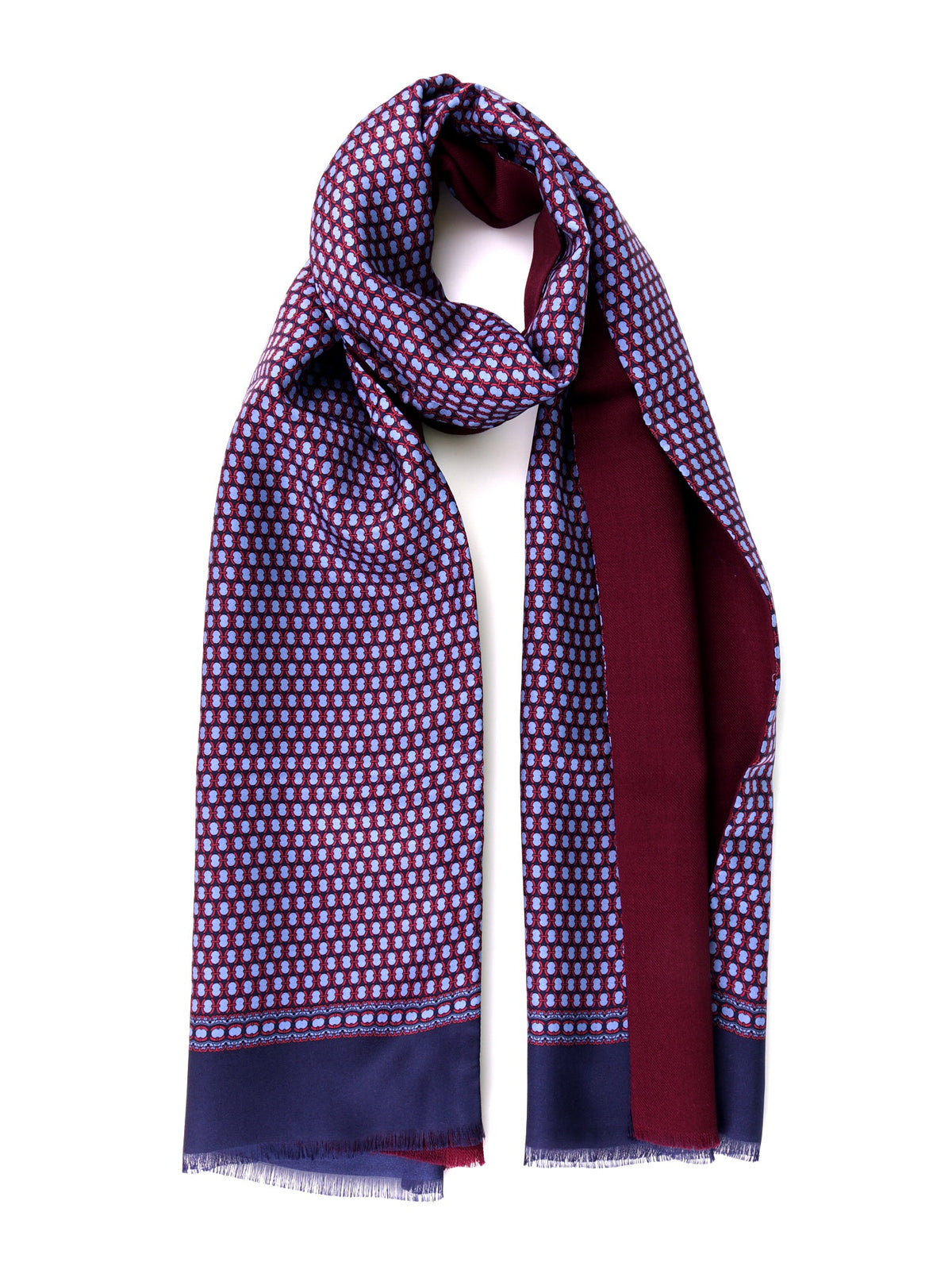 Blue double-layered silk\wool scarf VIMINI