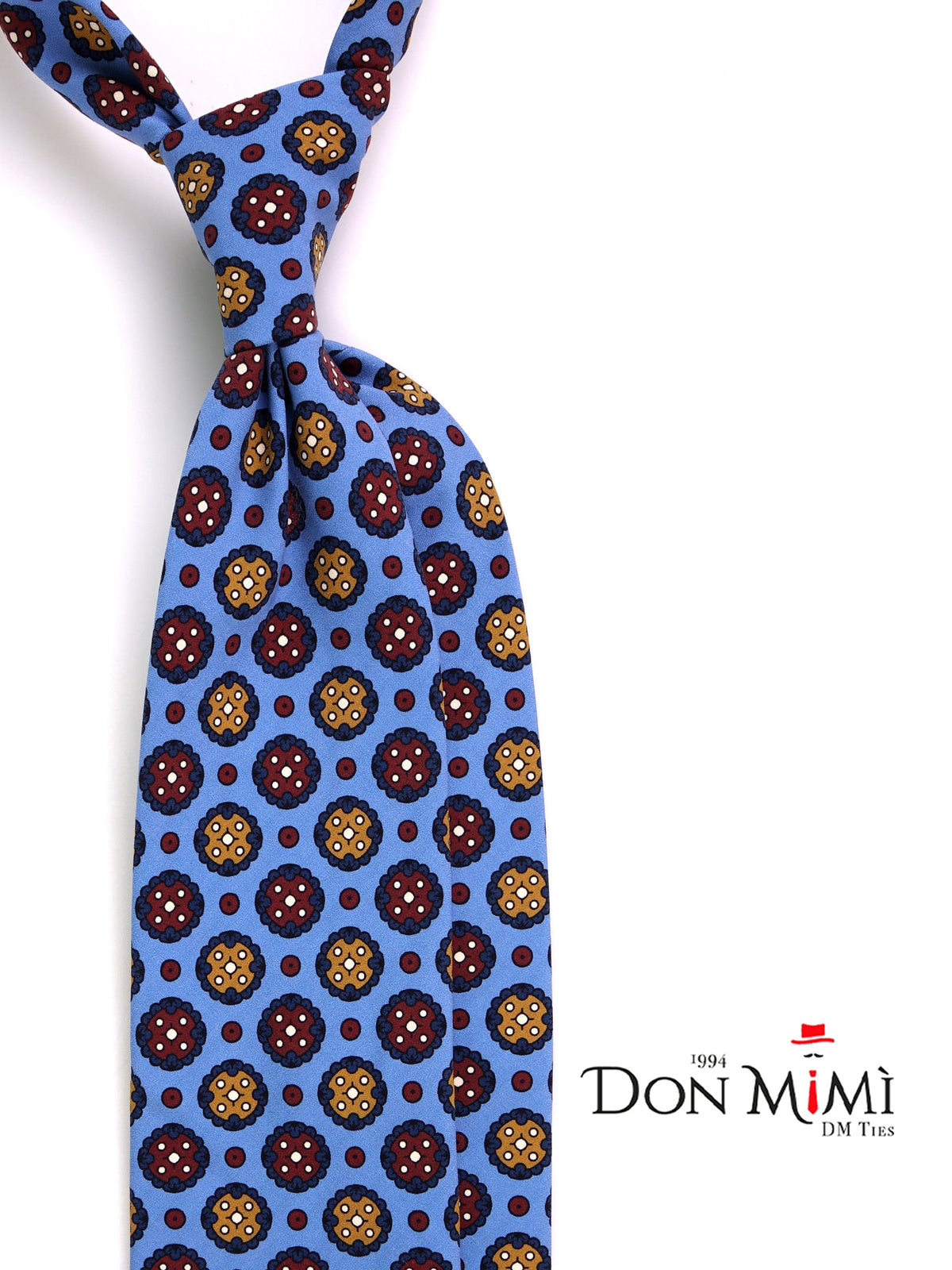 Light blue 3-fold madder silk tie VISION