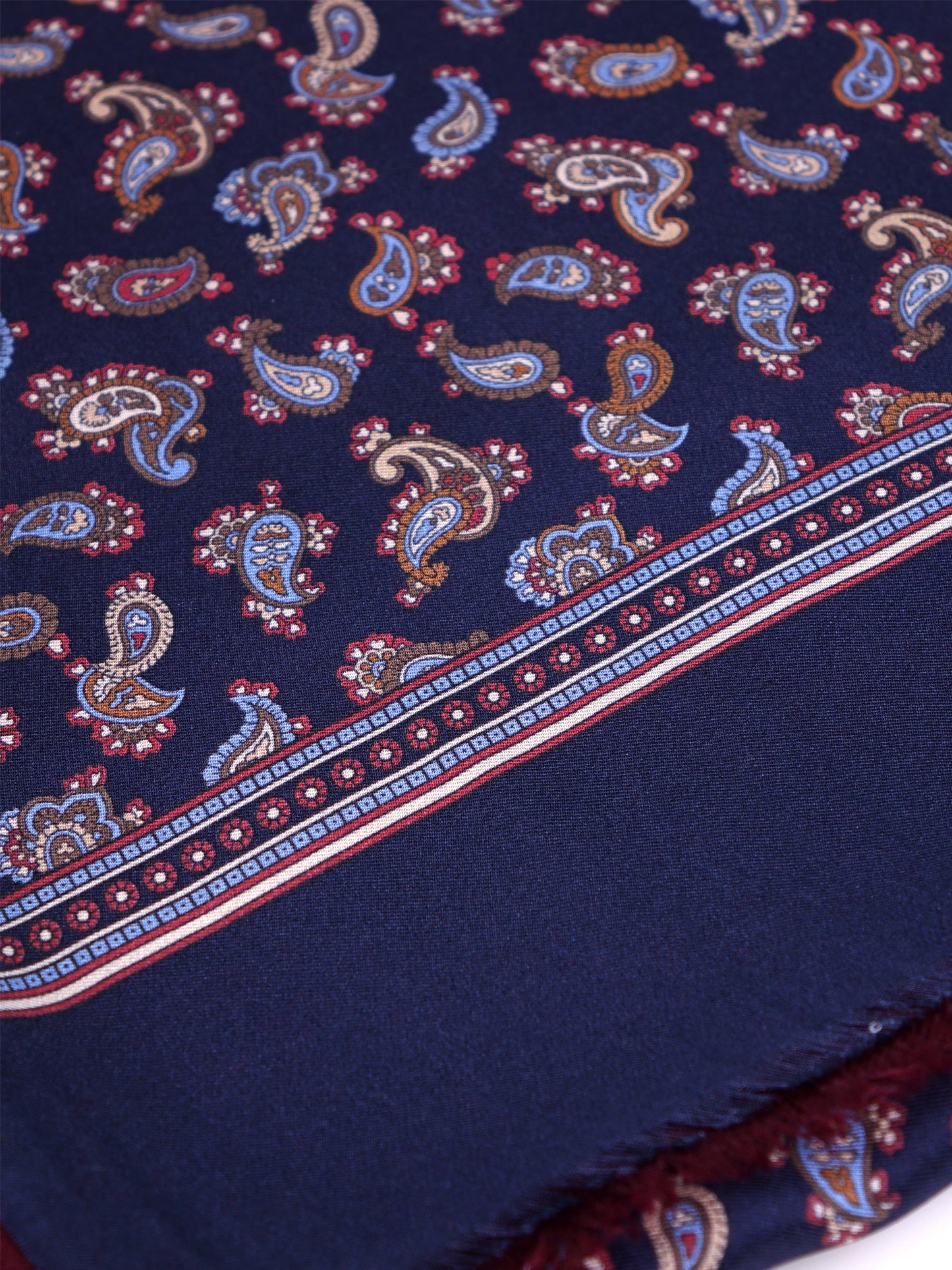 VITOLO blue printed silk/wool double-faced scarf