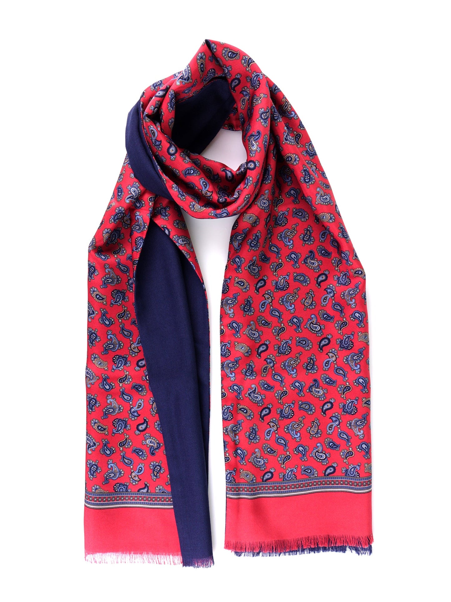 VITOLO red printed silk/wool double-faced scarf