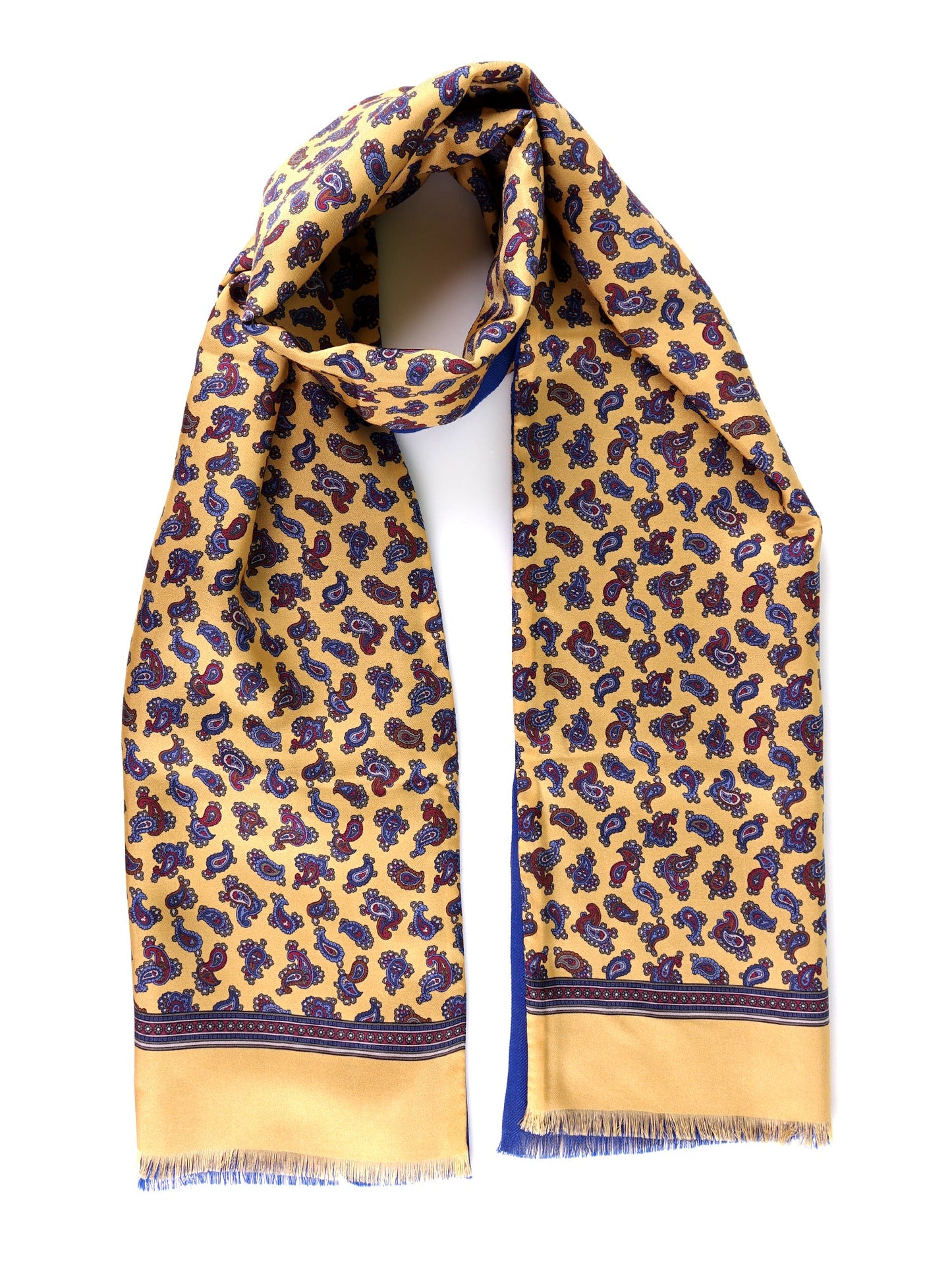 VITOLO yellow double-faced printed silk/wool scarf