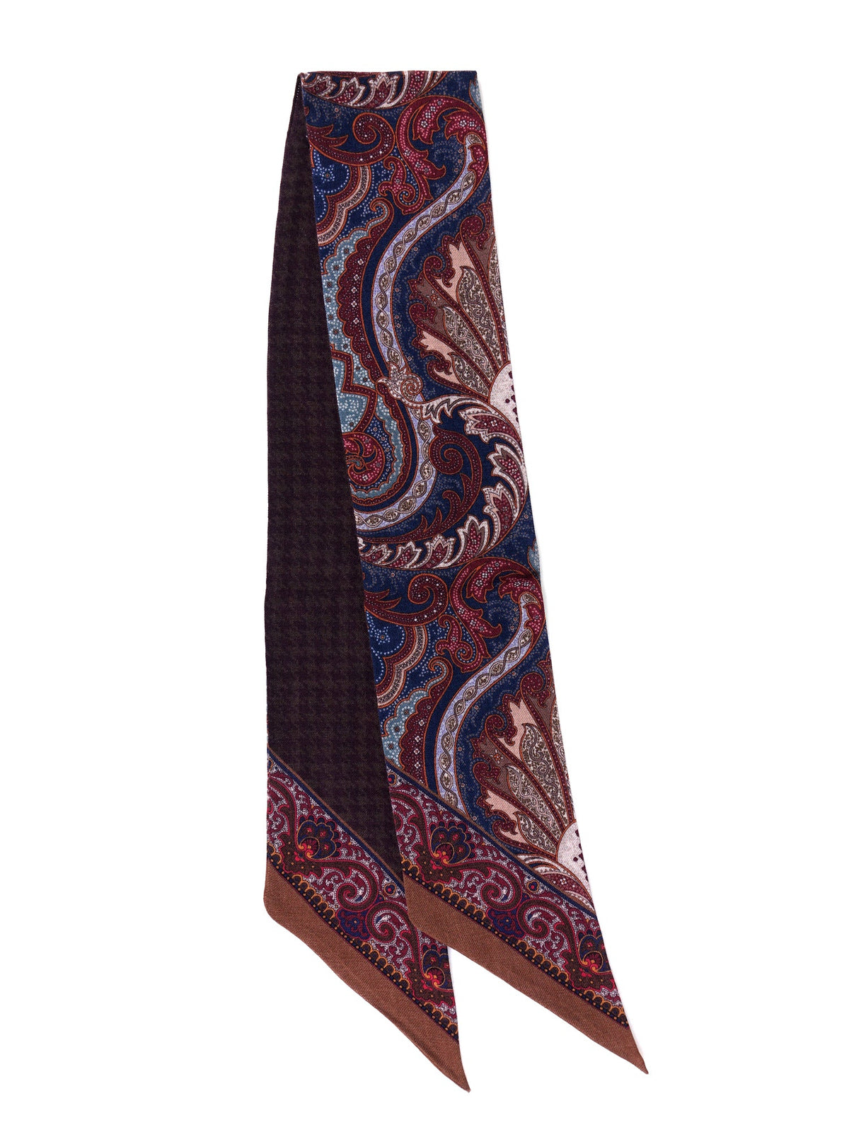 WOOLLY brown double-sided printed wool Twilly scarf