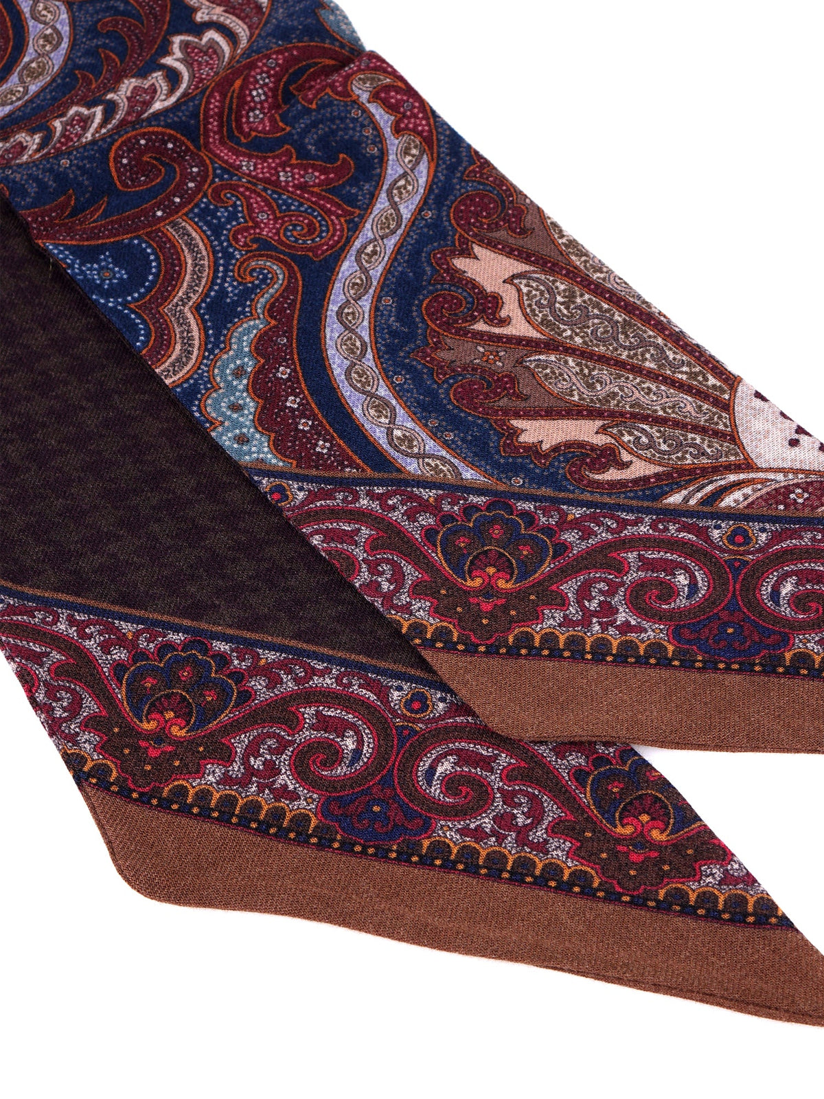 WOOLLY brown double-sided printed wool Twilly scarf