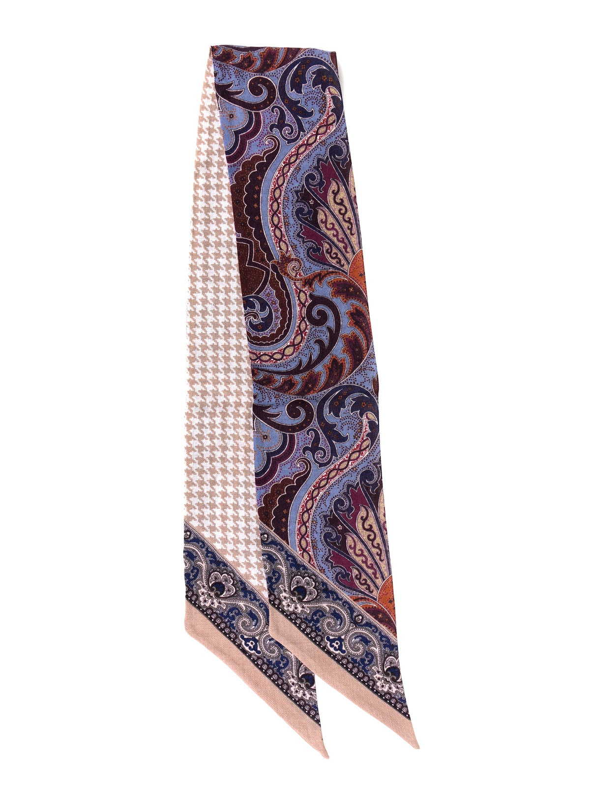 Double face Beige printed wool Twilly foulard WOOLLY