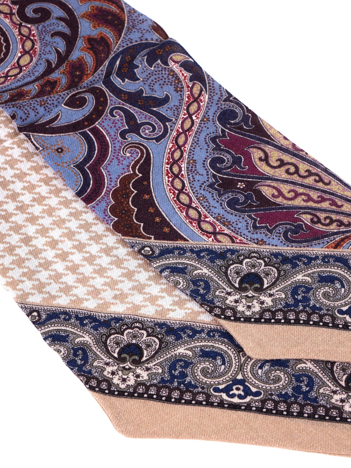 Double face Beige printed wool Twilly foulard WOOLLY