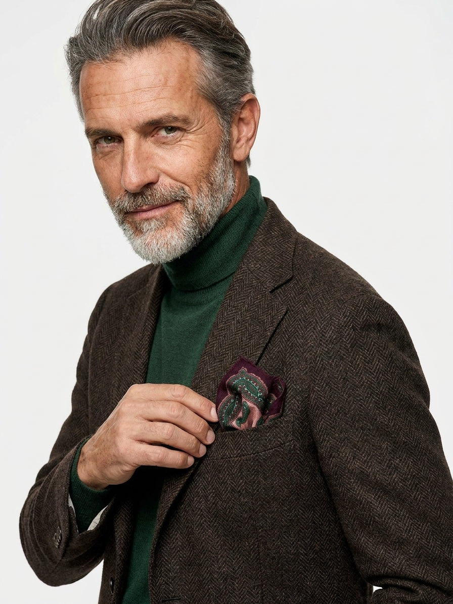 Fazzoletto da taschino bordeaux lana/cashmere HEBE