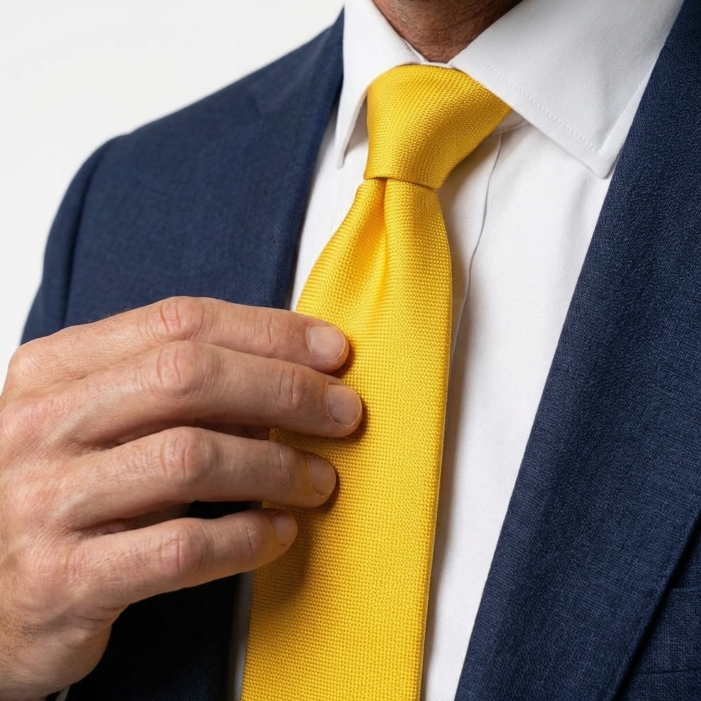 Cravatta giallo scuro 3 pieghe DACCA in seta stampata lusso