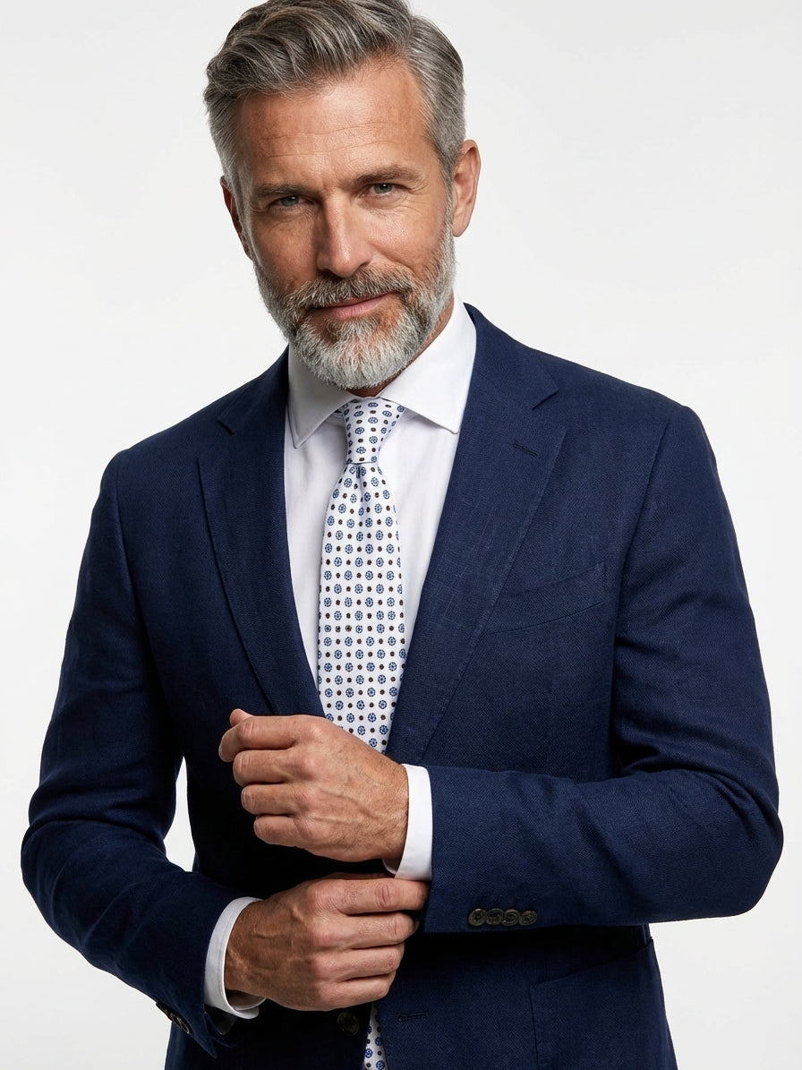 Cravatta 3 Pieghe bianco FROSTELLE seta stampata inglese