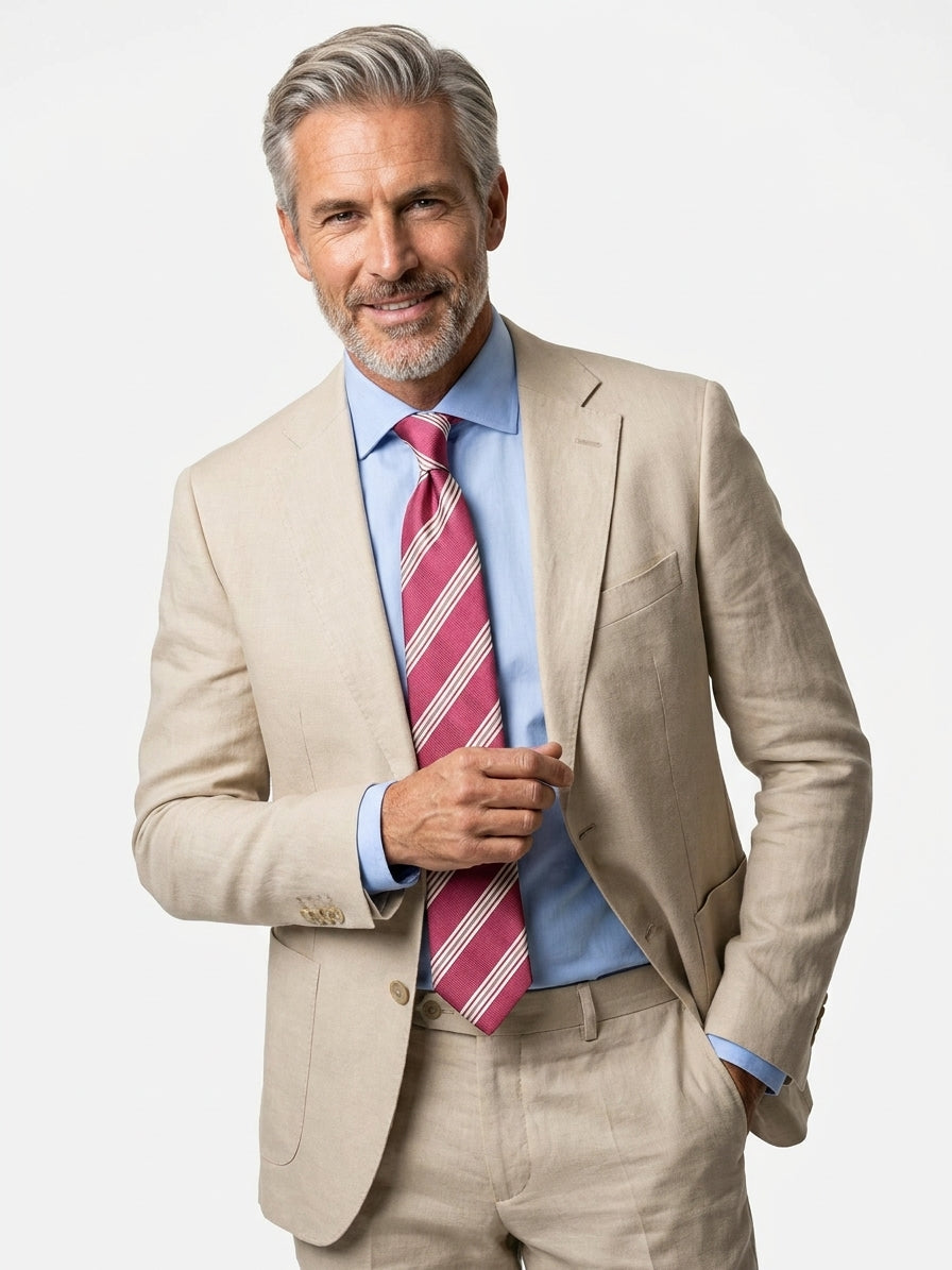 Cravatta 3 pieghe VERTUS in seta jacquard Rosa