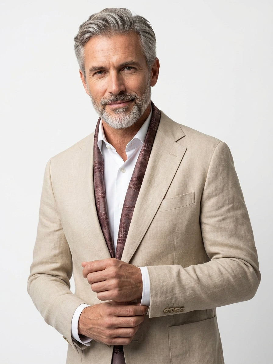 Sciarpa doppiata in seta\lana stampata MANILA beige