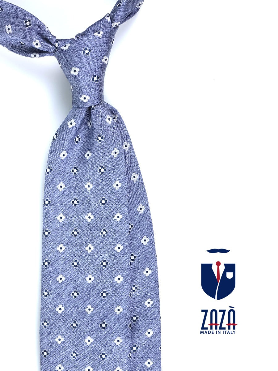 Blue 3 Fold Silk Jacquard Tie JANICE