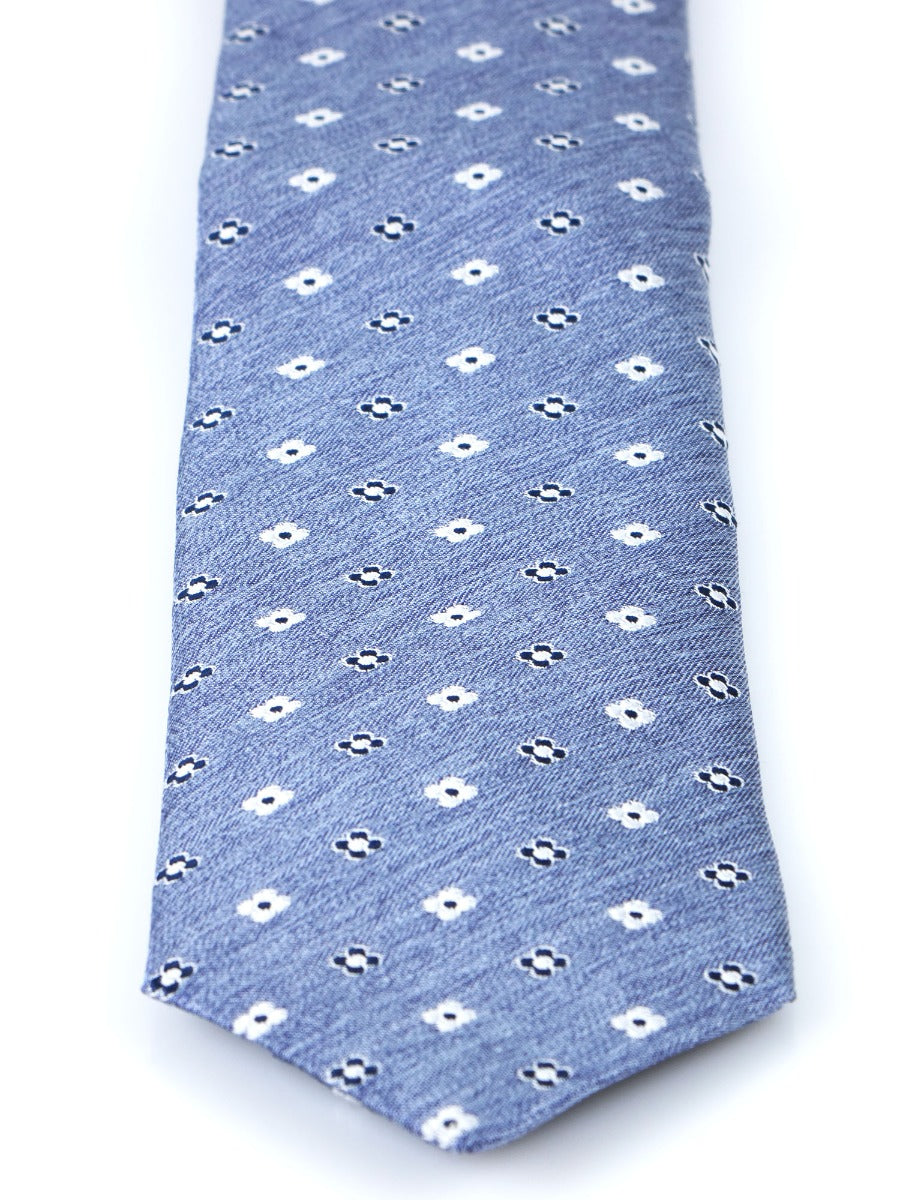 Blue 3 Fold Silk Jacquard Tie JANICE