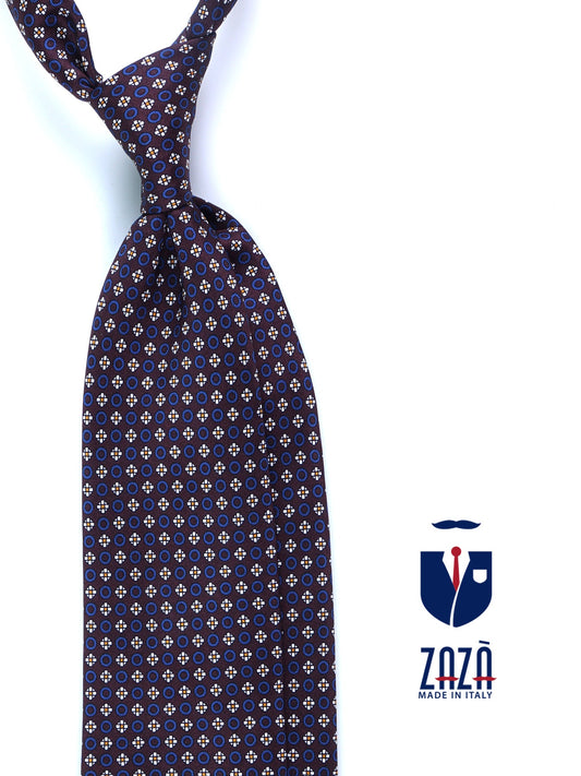 Bordeaux Tie with 3 Folds BEATRYCE in Printed Silk
