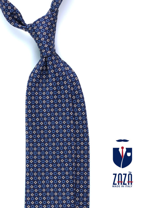 Blue 3 Fold BEATRYCE Tie in Printed Silk