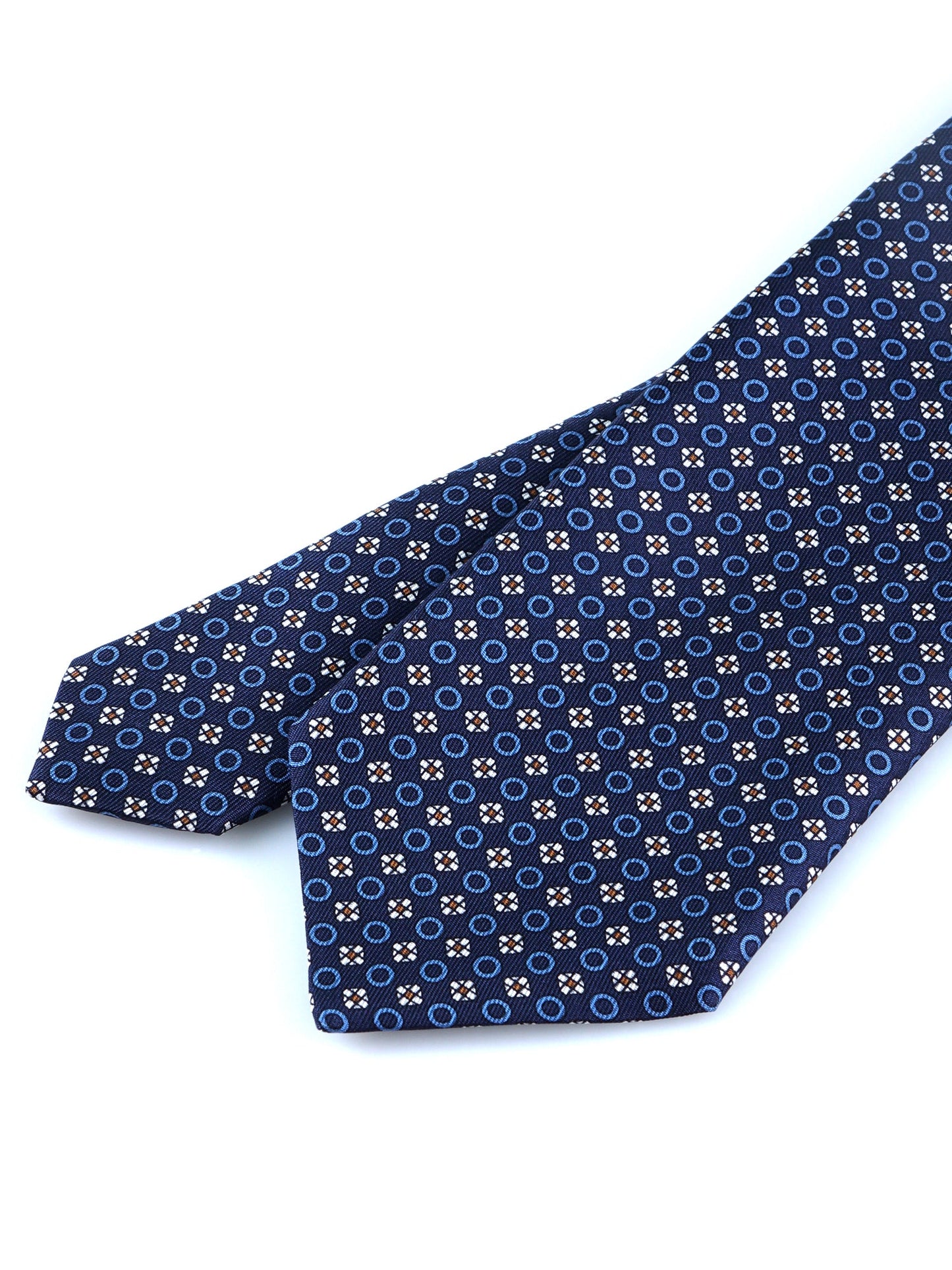 Blue 3 Fold BEATRYCE Tie in Printed Silk