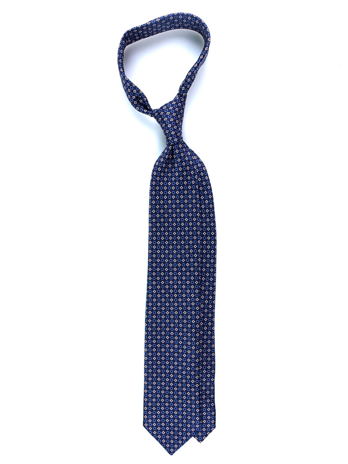 Blue 3 Fold BEATRYCE Tie in Printed Silk