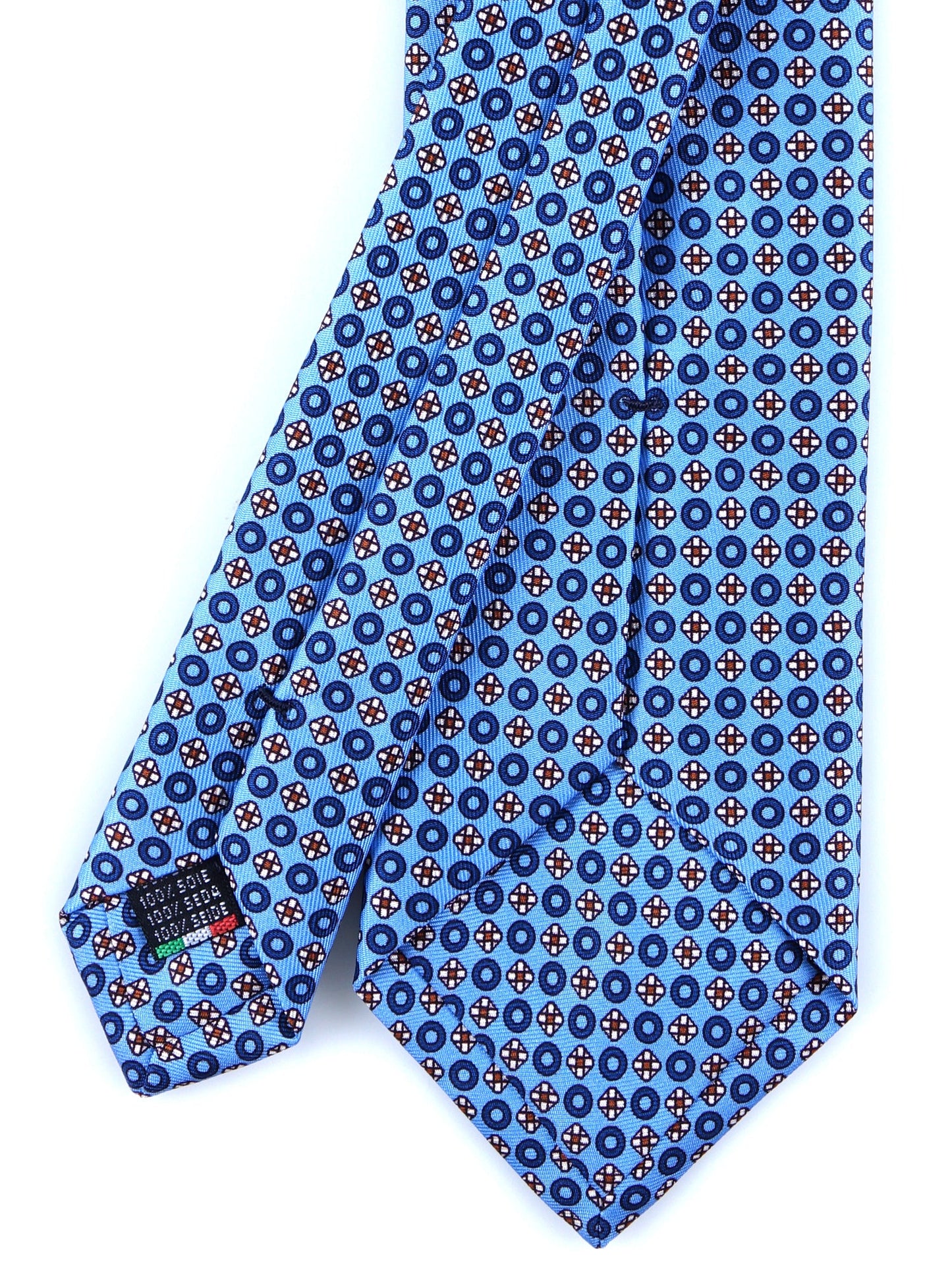 Sky Blue 3 Folds BEATRYCE Printed Silk Tie