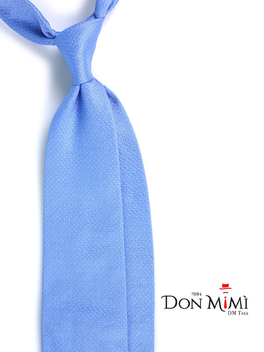 Light Blue 3 Folds Ivory Woven Silk Tie FANSTA