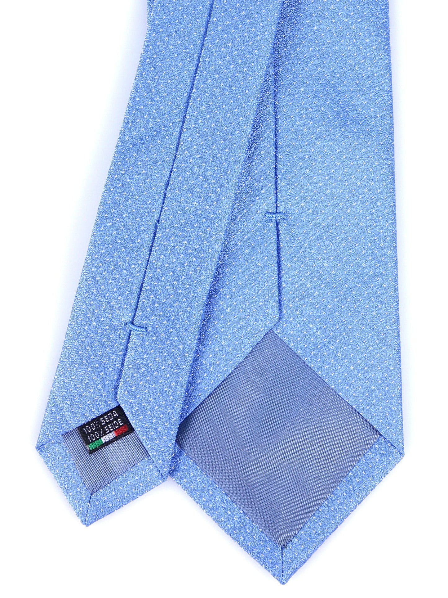 Light Blue 3 Folds Ivory Woven Silk Tie FANSTA