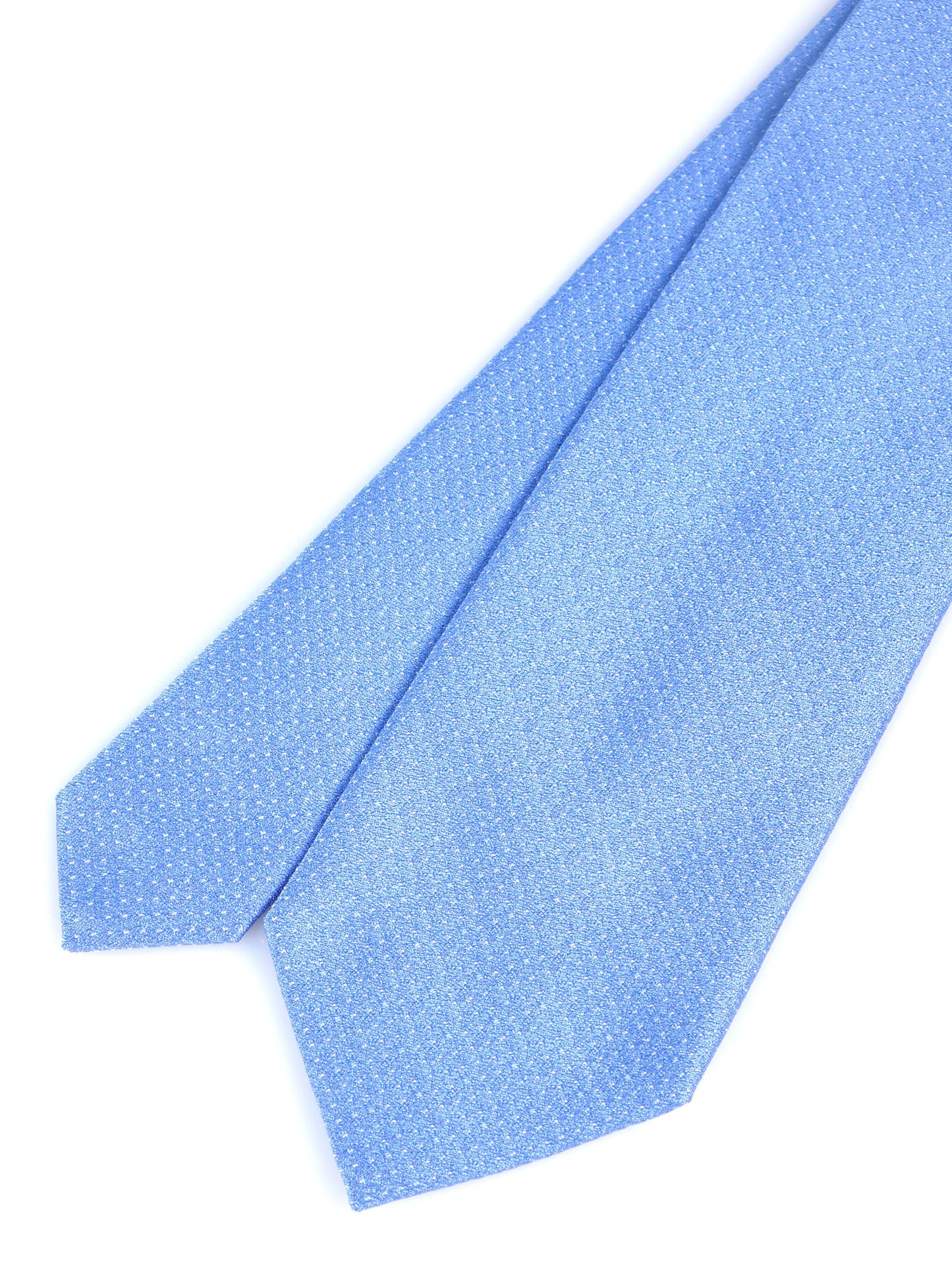 Light Blue 3 Folds Ivory Woven Silk Tie FANSTA