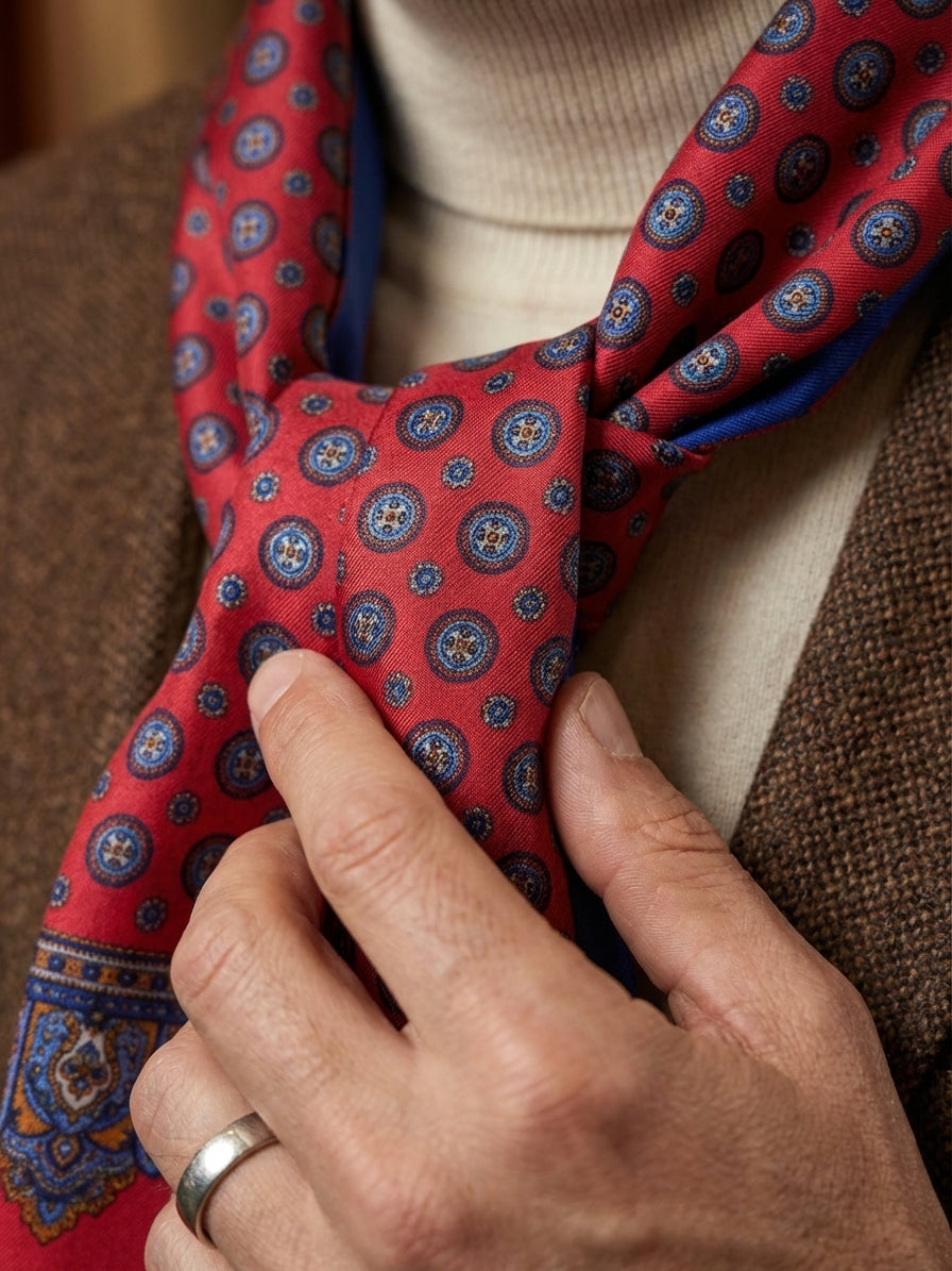 Sciarpa doppiata in seta\lana stampata BARUBA rosso