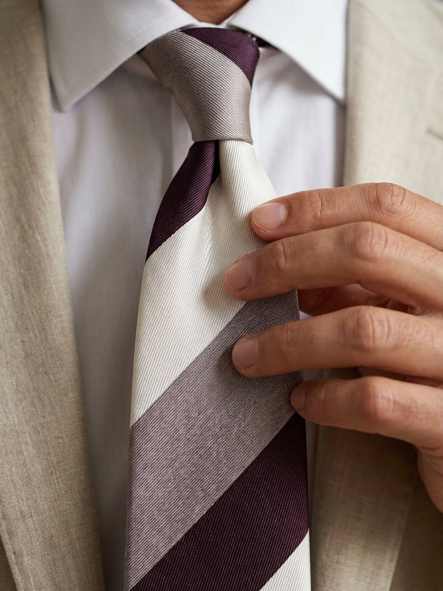 Cravatta 3 pieghe ROCKY in seta jacquard Beige